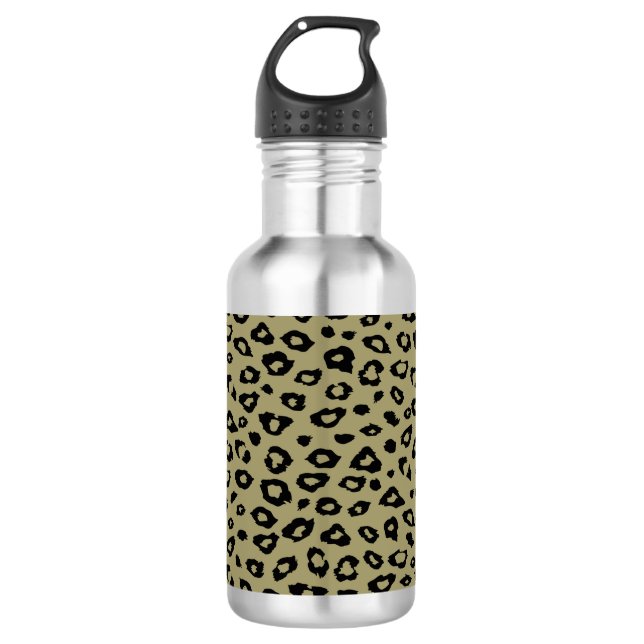 Botella De Agua Imprimir Leopardo negro dorado (Anverso)