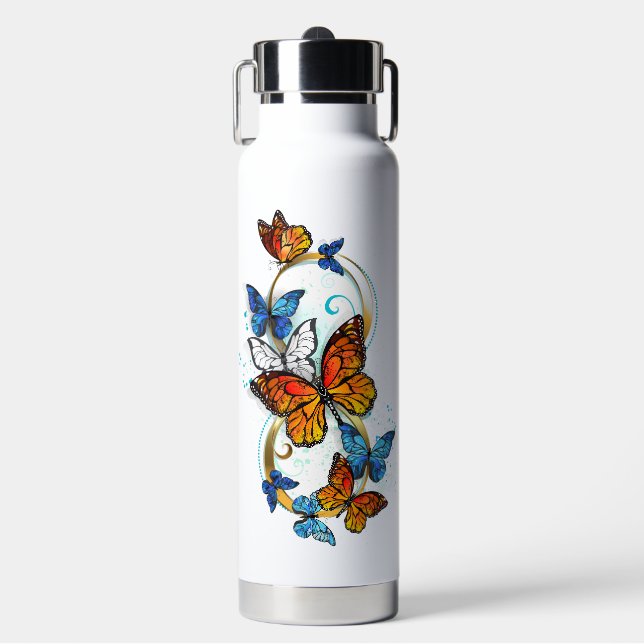 Botella De Agua Infinidad de Mariposas Monarca (Frente)