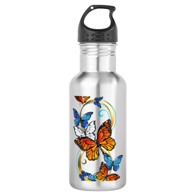 Botella De Agua Infinidad de mariposas monarca (Anverso)