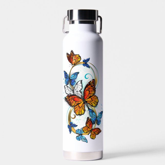 Botella De Agua Infinidad de mariposas monarca (Delantero)