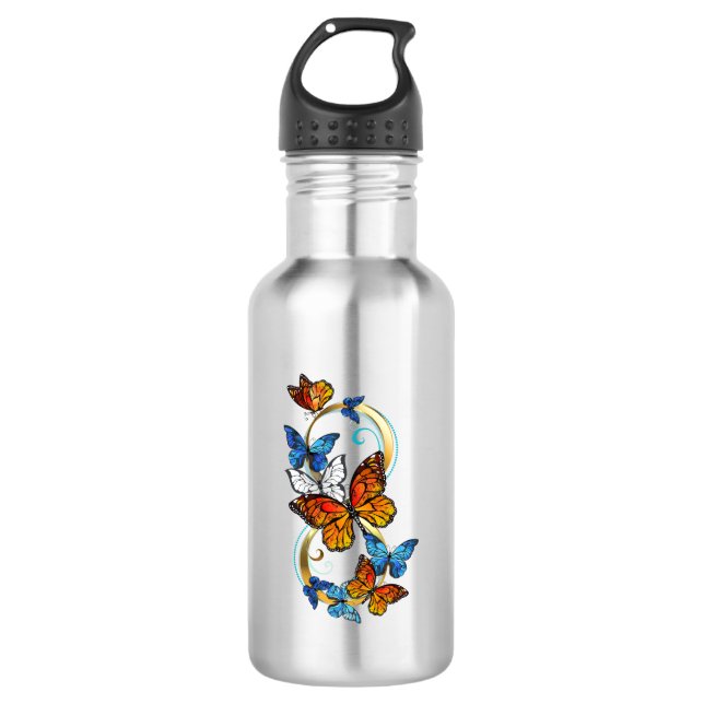 Botella De Agua Infinidad de Mariposas Monarca (Anverso)