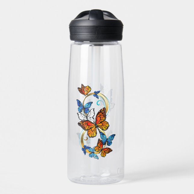 Botella De Agua Infinidad de Mariposas Monarca (Delante)
