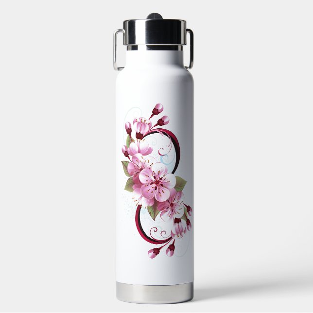 Botella De Agua Infinito con las flores de flores de Sakura Blosso (Frente)