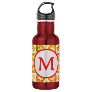 Botella De Agua Inicial de Monograma Boho Mandala