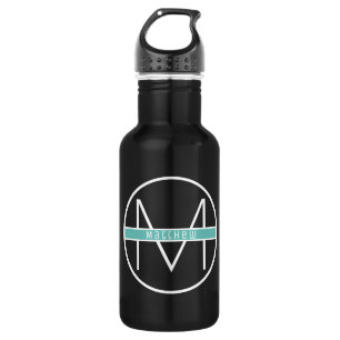 Botella De Agua Inicial   Elegante y simple nombre personalizado n