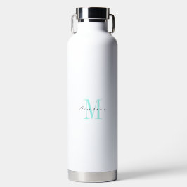 Botella De Agua Inicial y nombre personalizados con monograma Aqua