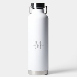 Botella De Agua Inicial y nombre personalizados con monograma gris