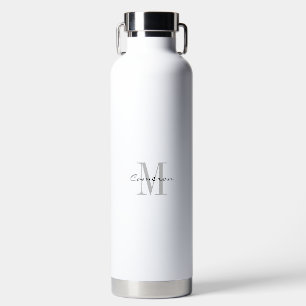 Botella De Agua Inicial y nombre personalizados con monograma gris