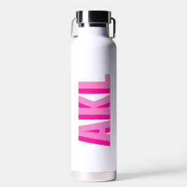 Botella De Agua Iniciales de monograma de sombra rosa personalizad
