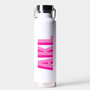 Botella De Agua Iniciales de monograma de sombra rosa personalizad