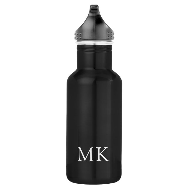 Botella De Agua Iniciales monográficas personalizadas negro blanco (Derecha)