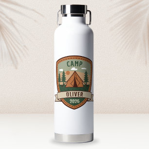 Botella De Agua Insígnia de Camping Vintage Personalizada
