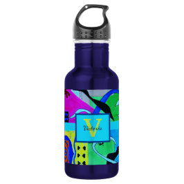 Botella De Agua Inspiración abstracta de la moda azul de Matisse