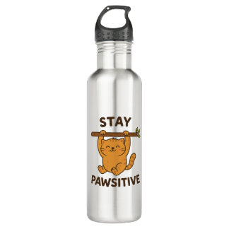 Botella De Agua  Inspiring "Stay pawsitive" Quote Print
