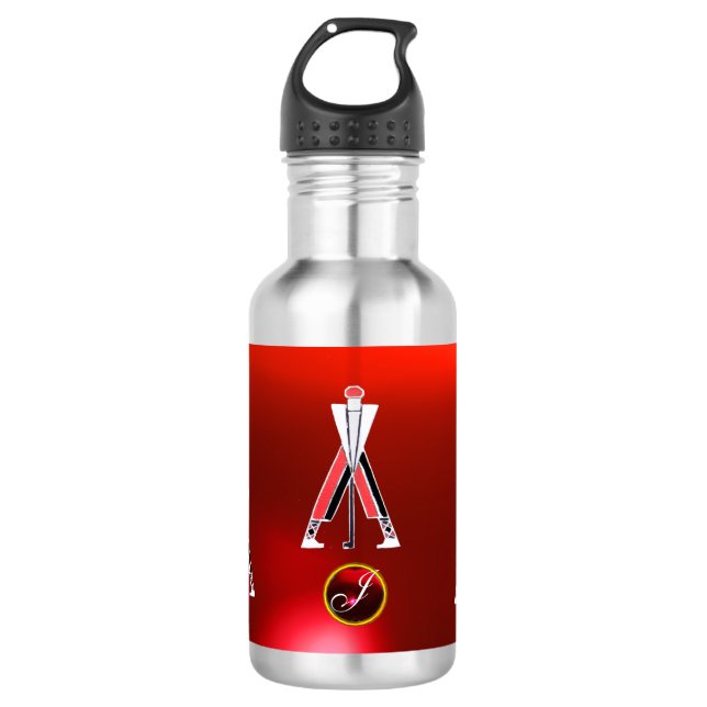 BOTELLA DE AGUA INSTRUCTOR DE GOLF MONOGRAMA ROJA RUBÍ (Anverso)