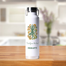 Botella De Agua Instructor de yoga remolinos retro nombre cita