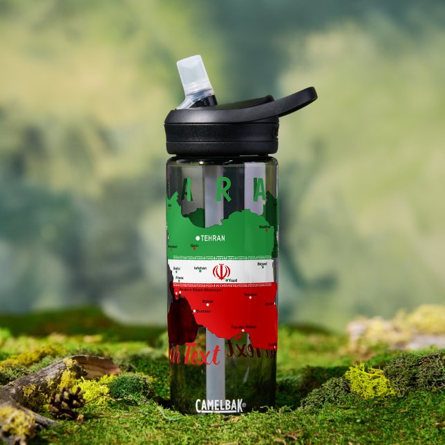 Botella De Agua Iran Map with Flag and Emblem (Al aire libre (girado))