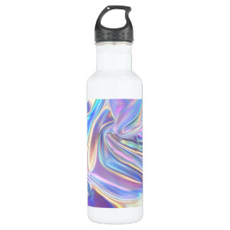 Botella De Agua Iridescent Shiny Metallic Fabric, Teal Gold Purple