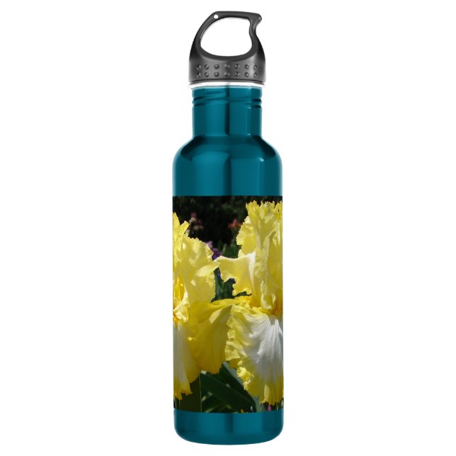 Botella De Agua Iris con barba amarilla Irises Flores florales 710 (Anverso)