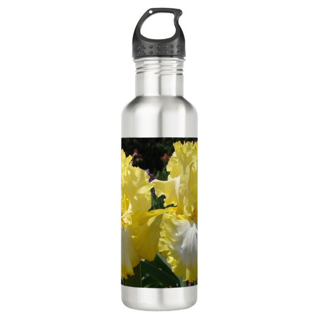 Botella De Agua Iris irlandeses con barba amarilla Flores florales (Anverso)