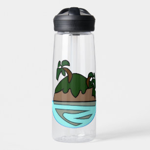 Botella De Agua Isla Tropical de Dibujos Animados Minimalista en e