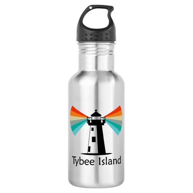 Botella De Agua Isla Tybee Faro de Georgia Arcoiris (Anverso)