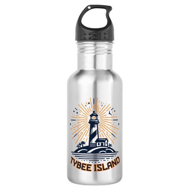 Botella De Agua Isla Tybee Faro de Georgia Sunrise (Anverso)