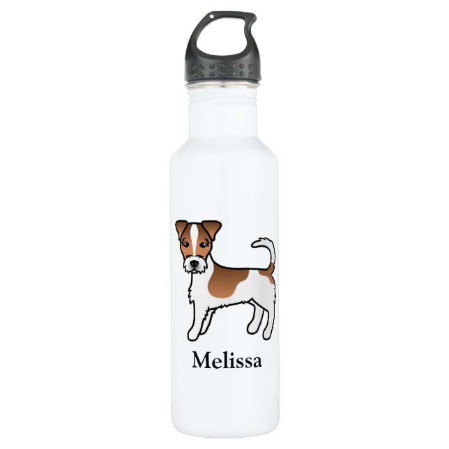 Botella De Agua Jack Russell Terrier Dog & Name (Anverso)