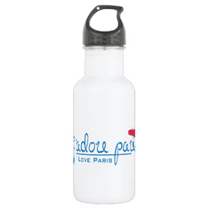 Botella De Agua j'adore Paris (Amo París) con boina roja