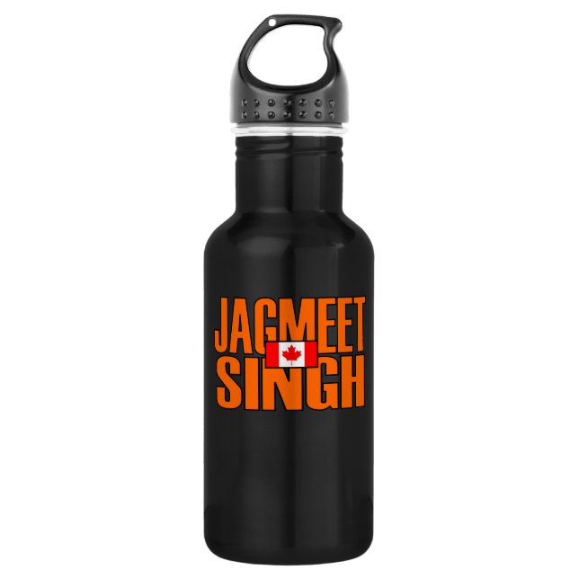 Botella De Agua Jagmeet Singh Naranja Bloquear texto Bandera canad (Anverso)