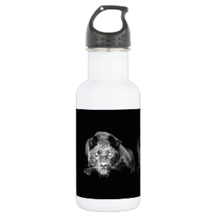 Botella De Agua Jaguar blanco y negro