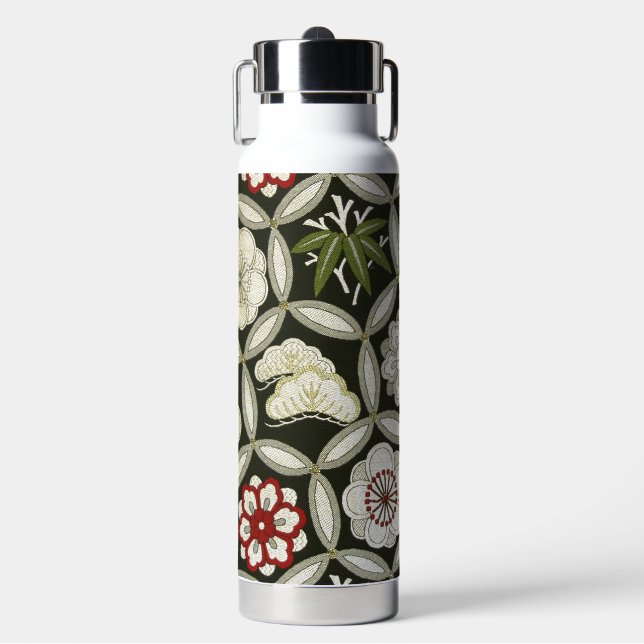 Botella De Agua Japanese KIMONO Textile, Floral Pattern (Frente)