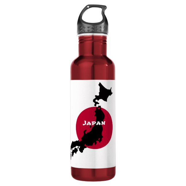 Botella De Agua Japón: Mapa de silueta y bandera (Anverso)