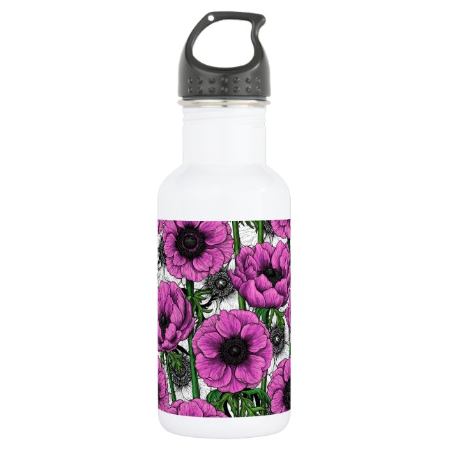 Botella De Agua Jardín anémico rosa (Anverso)