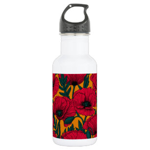 Botella De Agua Jardín de amapola roja