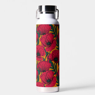 Botella De Agua Jardín de amapola roja