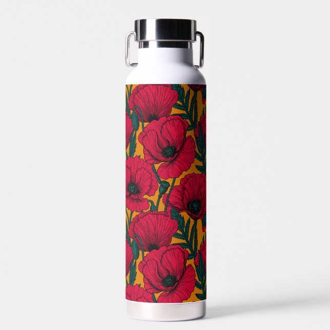 Botella De Agua Jardín de amapola roja (Delantero)