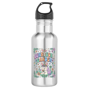 Botella De Agua Jardín de conejunicornios tipografía Kawaii_