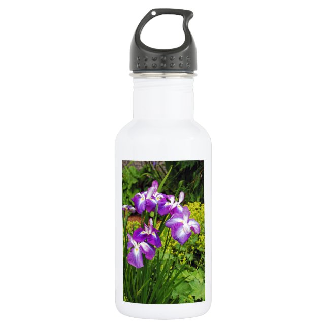 Botella De Agua Jardín de flores de iris morado (Anverso)