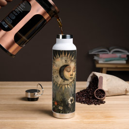 Botella De Agua Jardín de flores silvestres del sol y la luna cele