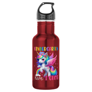 Botella De Agua Jardín de infancia aquí voy unicornio vuelta al co