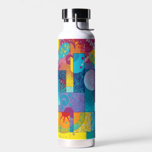 Botella De Agua Jardín de la Bloom Cósmica: Resumen del mosaico de