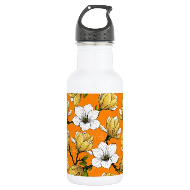 Botella De Agua Jardín de magnolia en amarillo (Anverso)