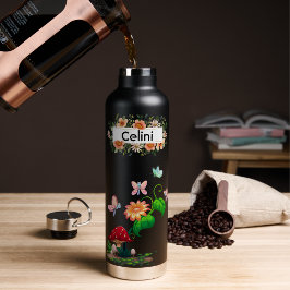 Botella De Agua Jardín de Mariposas de Flores Silvestres con Nombr