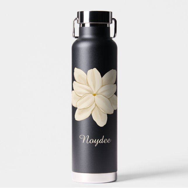 Botella De Agua Jasmine White Flower Elegant Name (Delantero)