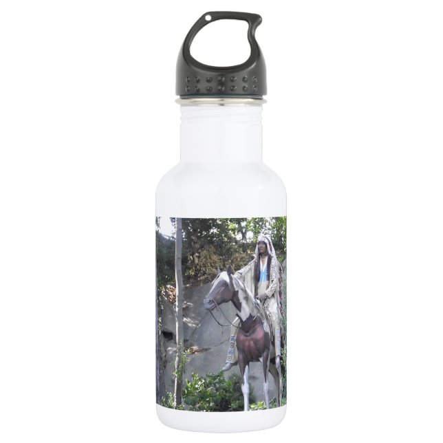 Botella De Agua Jefe nativo americano indio con caballo (Anverso)