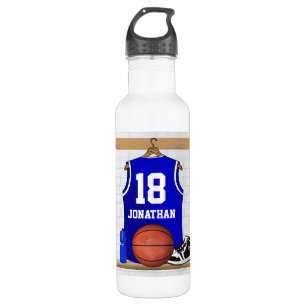 Botella De Agua Jersey azul y blanco personalizado del baloncesto