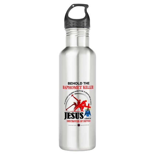 Botella De Agua JESÚS: Asesino de Baphomet (Anverso)
