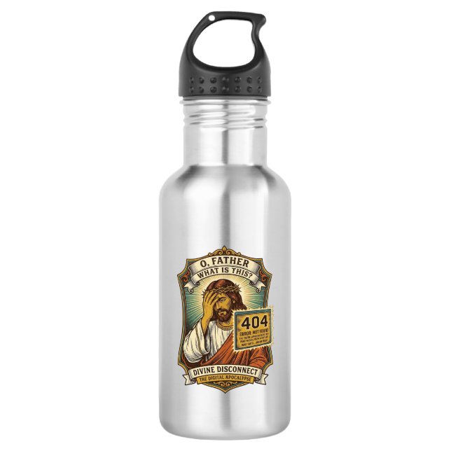 Botella De Agua Jesús Divertido Error 404 Humor Desarrollador Web  (Anverso)