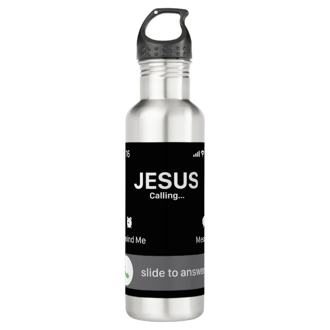 Botella De Agua Jesus Is Calling Christian Cross  (Anverso)